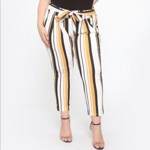 Tropical Escape Pant-Mustard, Black & White